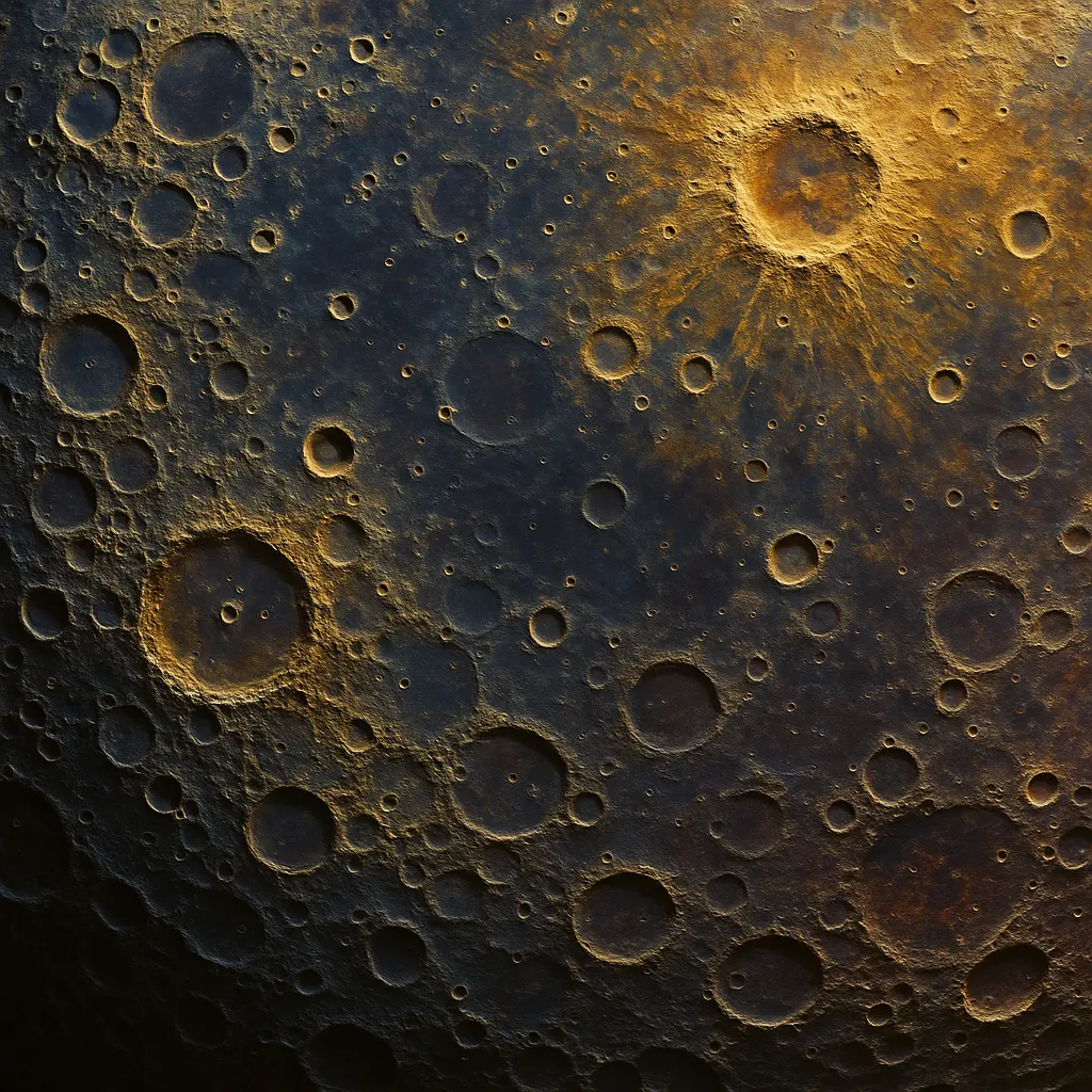 This image depicts a detailed view of the moon's surface, showcasing numerous craters of varying sizes.