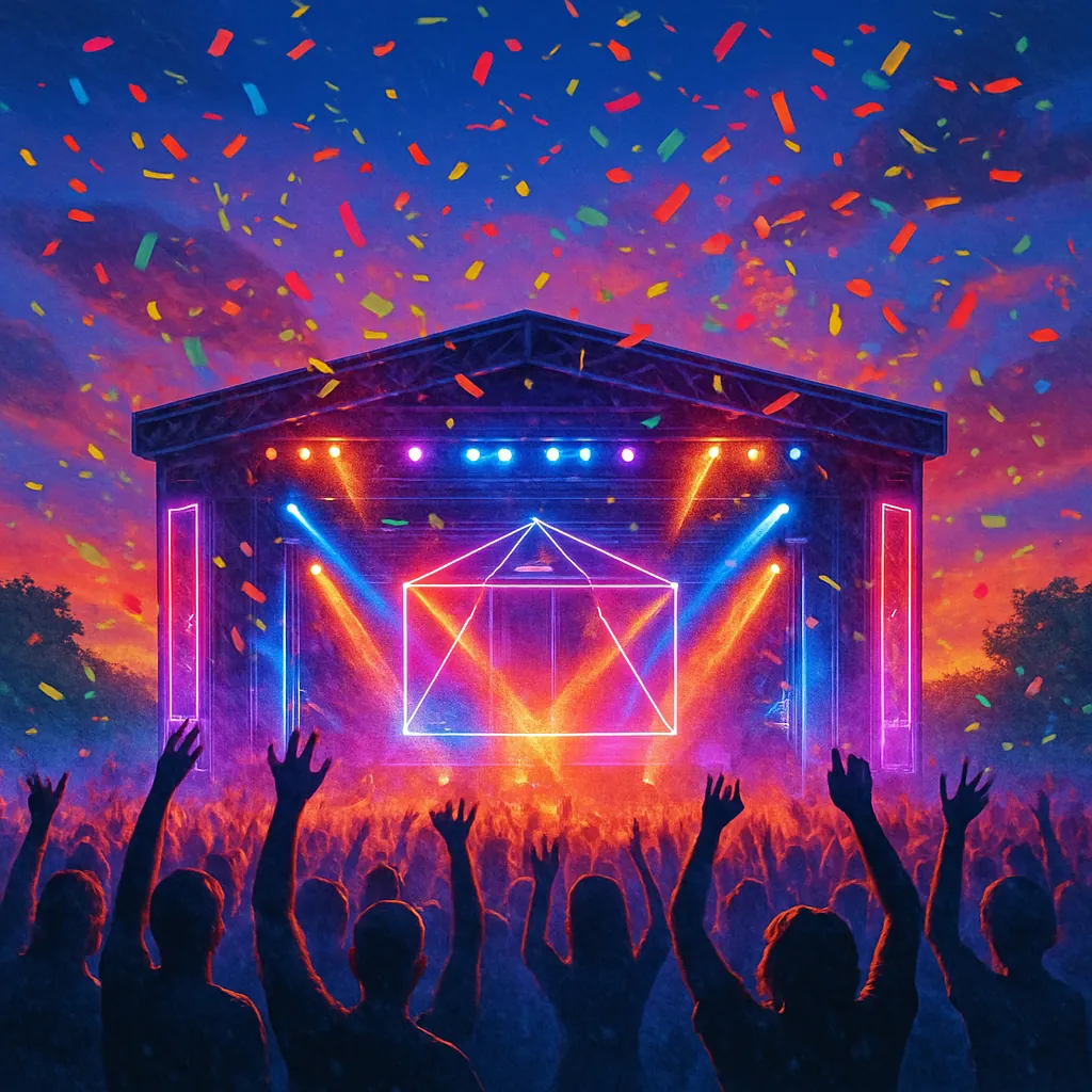 This image captures the electrifying atmosphere of a summer music festival.