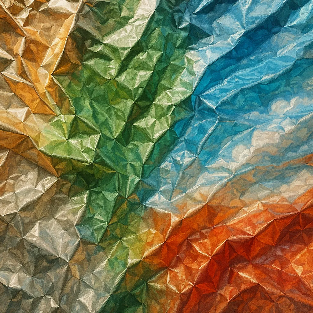 This image showcases a vibrant and textured depiction of crinkled metallic foil.