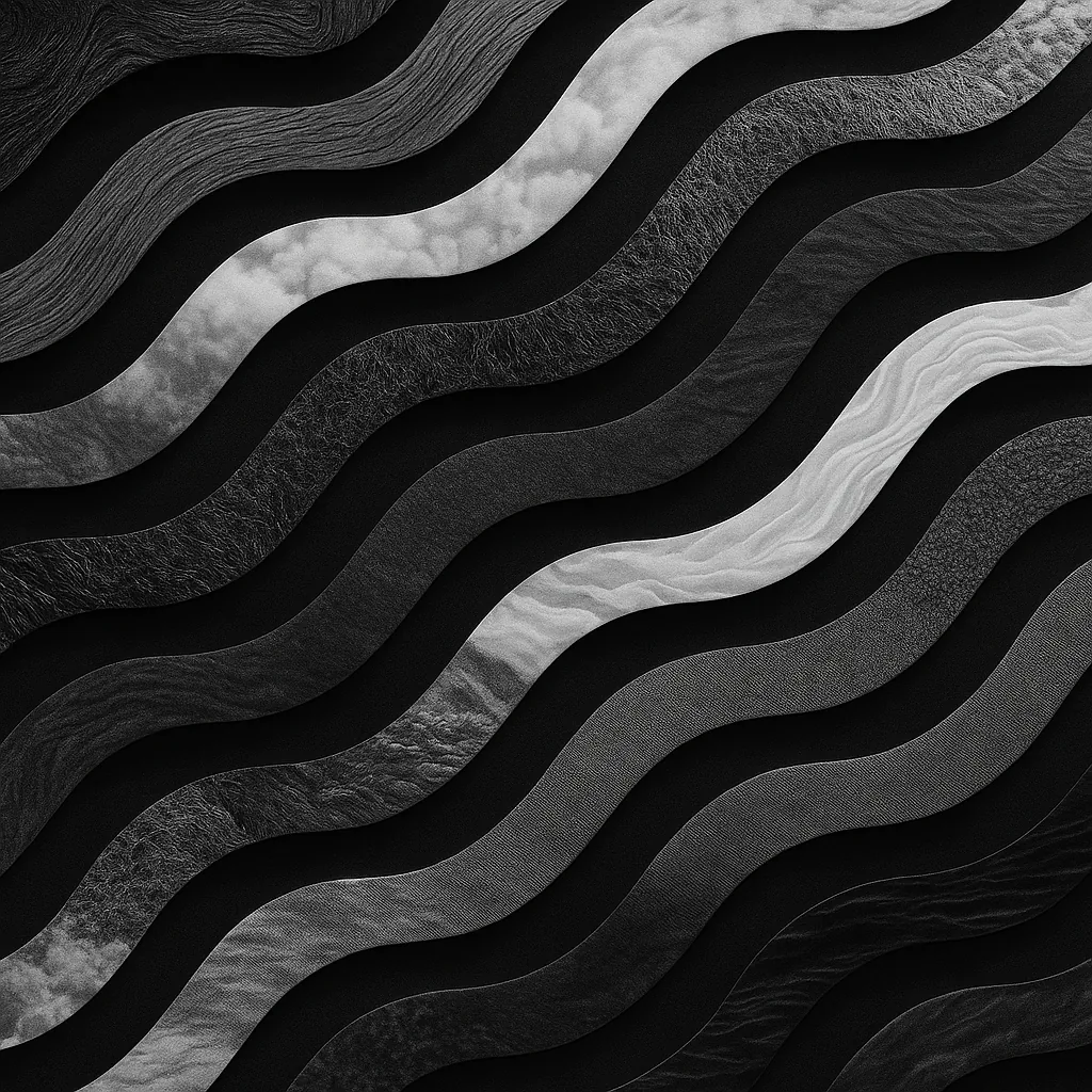 This image showcases a minimalist design composed of wavy lines in black and white.