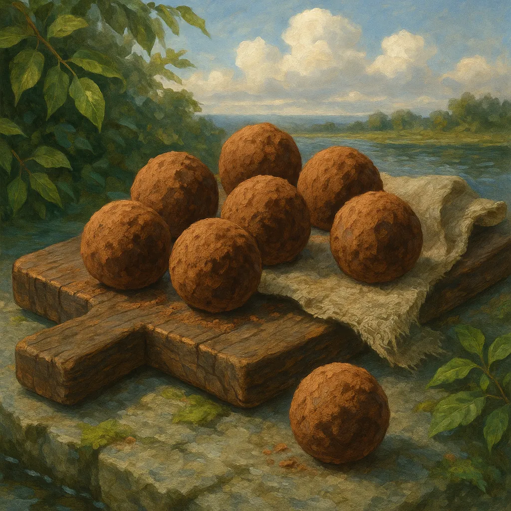 This image features a collection of artisanal chocolate truffles, beautifully arranged on a rustic wooden board.