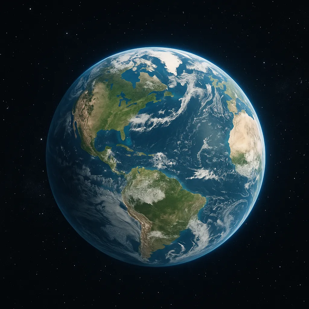 Discover a puzzle with a stunning view of Earth from space, showing North and South America, the Atlantic coastline of Africa, deep blue oceans, verdant green c