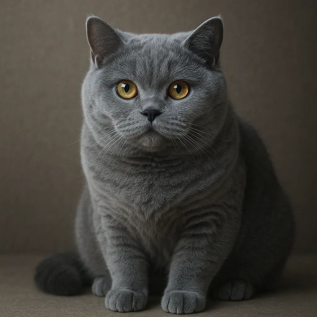 Enjoy assembling a puzzle depicting a plush gray cat in a close-up portrait: soft, velvety slate fur, striking amber eyes, and delicate whiskers set against a w