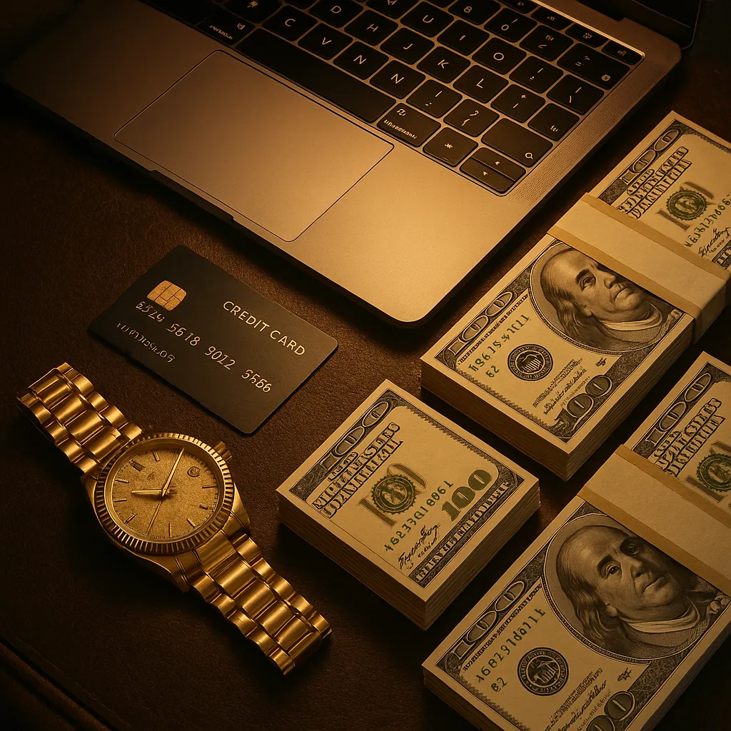 Golden Fortune — Millionaire's Flatlay jigsaw puzzle