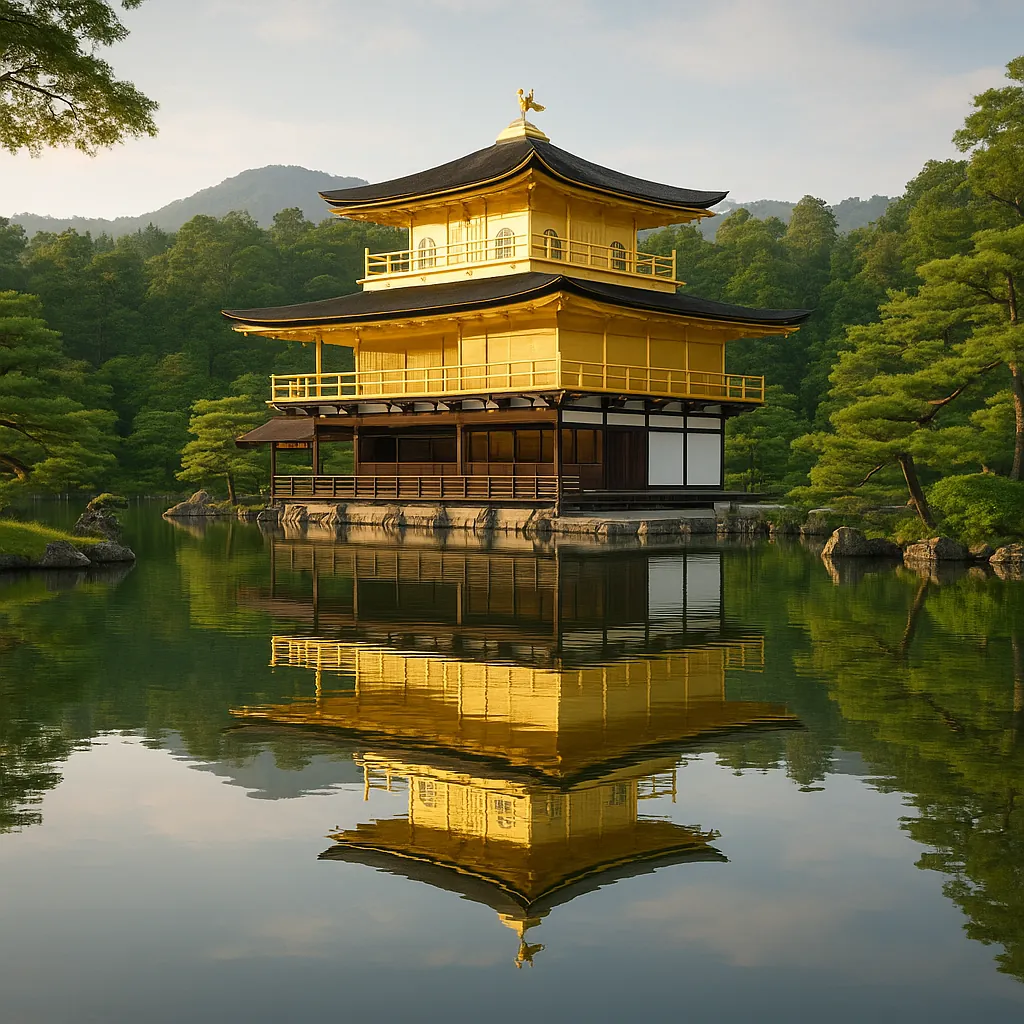 Discover a puzzle with a tranquil golden pavilion rising above a mirror‑calm pond, perfect for a jigsaw on PuzzleFree.Game.