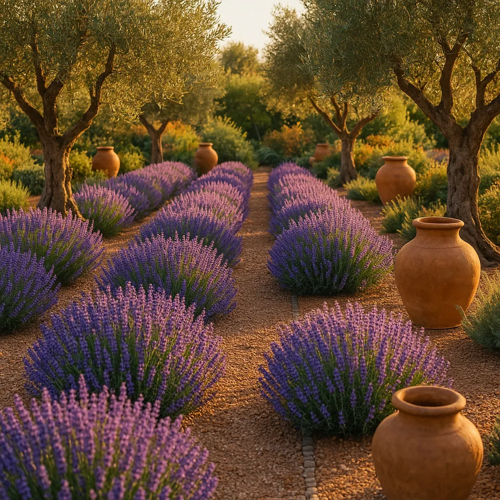 Discover a puzzle with sunlit rows of fragrant lavender beds framed by gnarled olive trees and warm terracotta urns.
