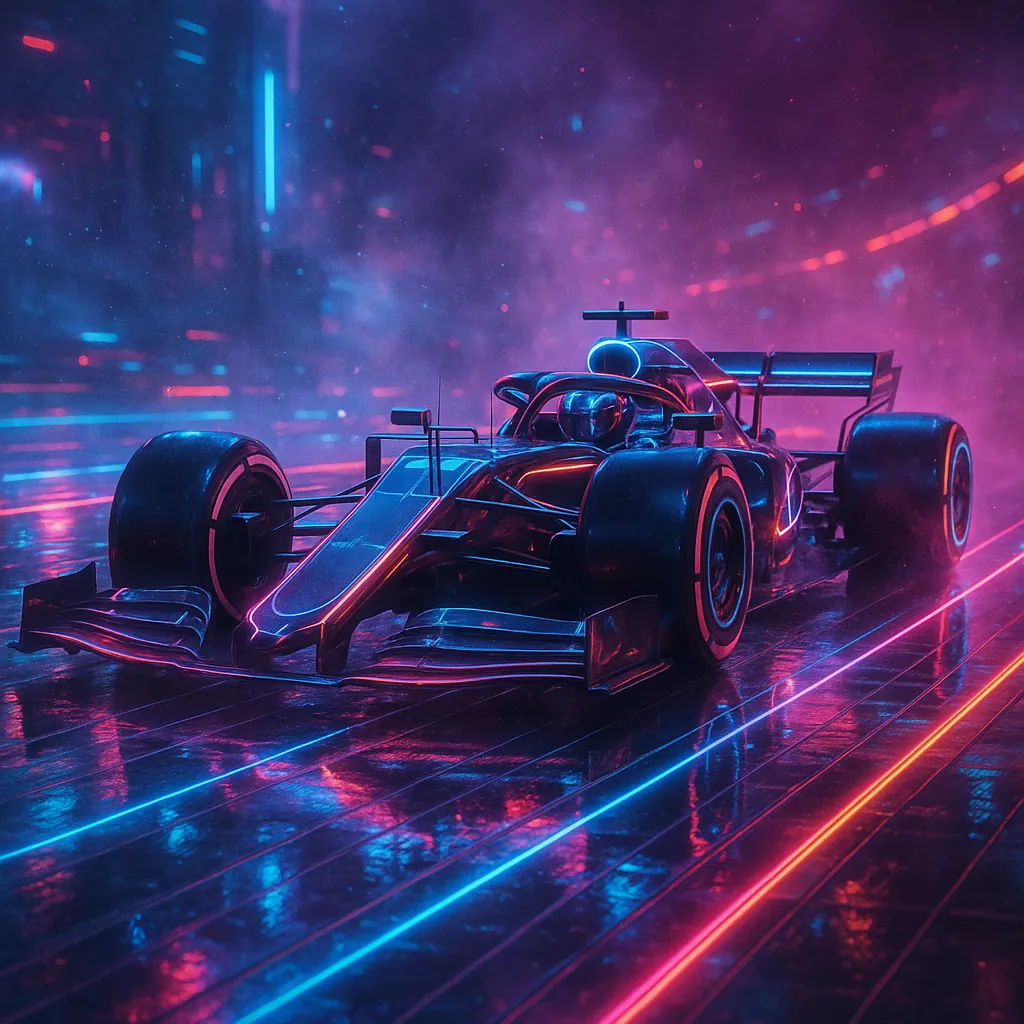 Enjoy assembling a puzzle depicting a sleek, futuristic race car bathed in neon light.