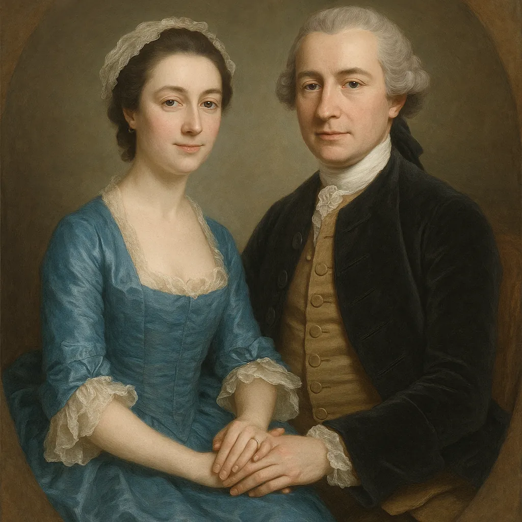 Discover a puzzle with a timeless oil‑painting portrait of a calm couple seated together in refined 18th‑century attire.