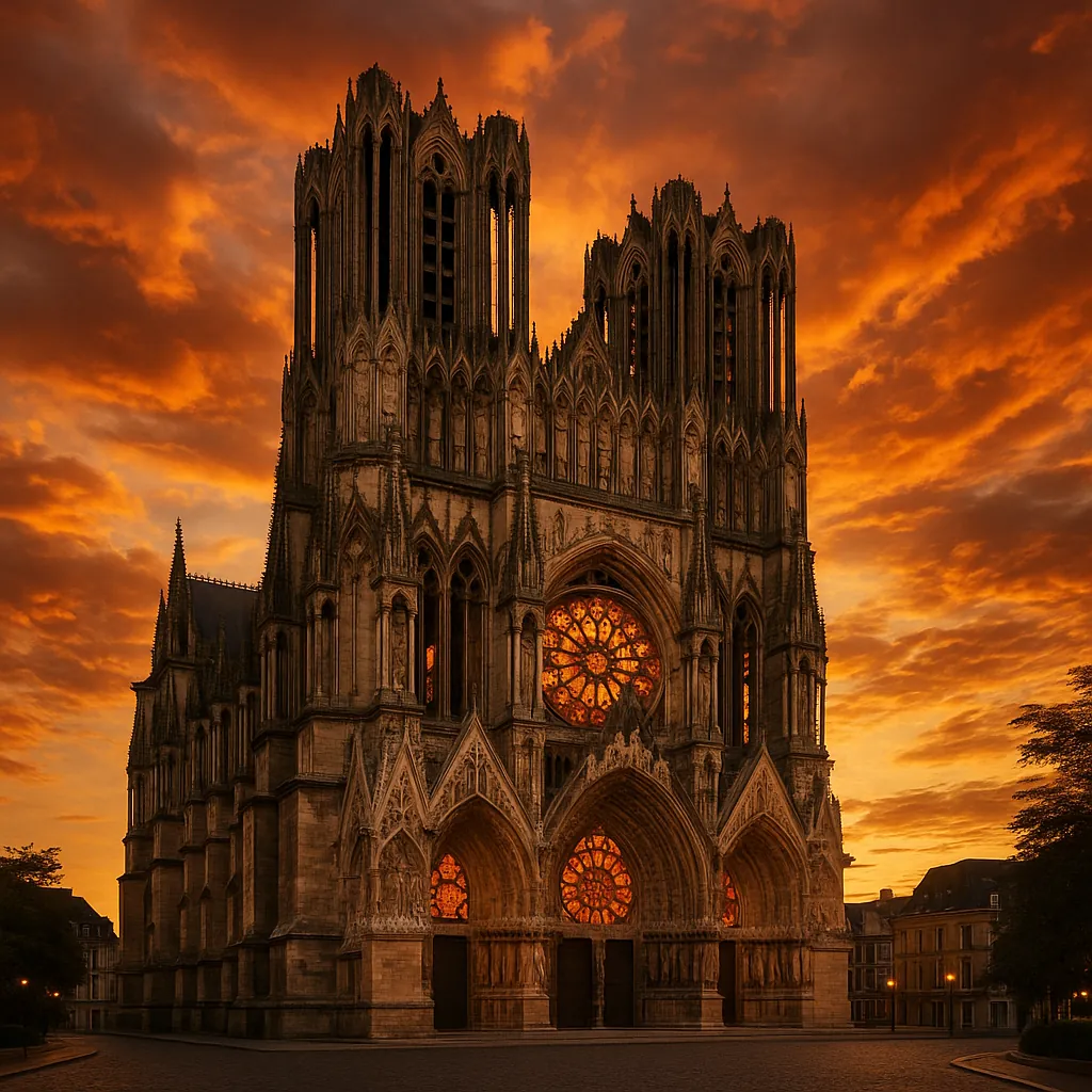 Discover a puzzle with a dramatic Gothic cathedral bathed in the warm glow of a fiery sunset.