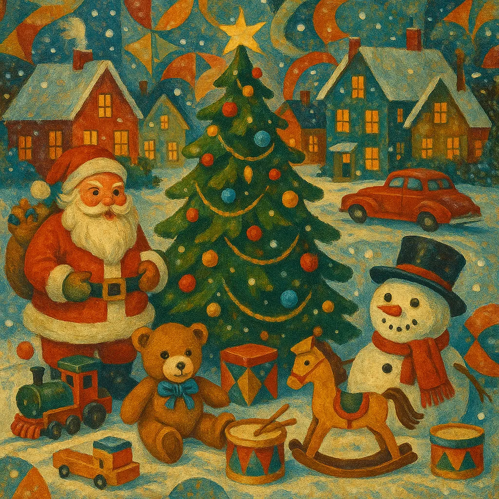 Vintage Winter Village Scene jigsaw puzzle