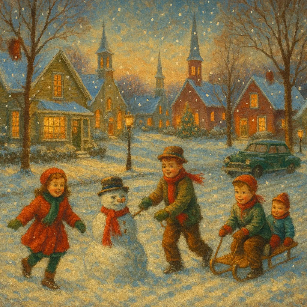 Enjoy assembling a puzzle depicting a charming winter wonderland, where the soft glow of street lamps illuminates a quaint village scene.