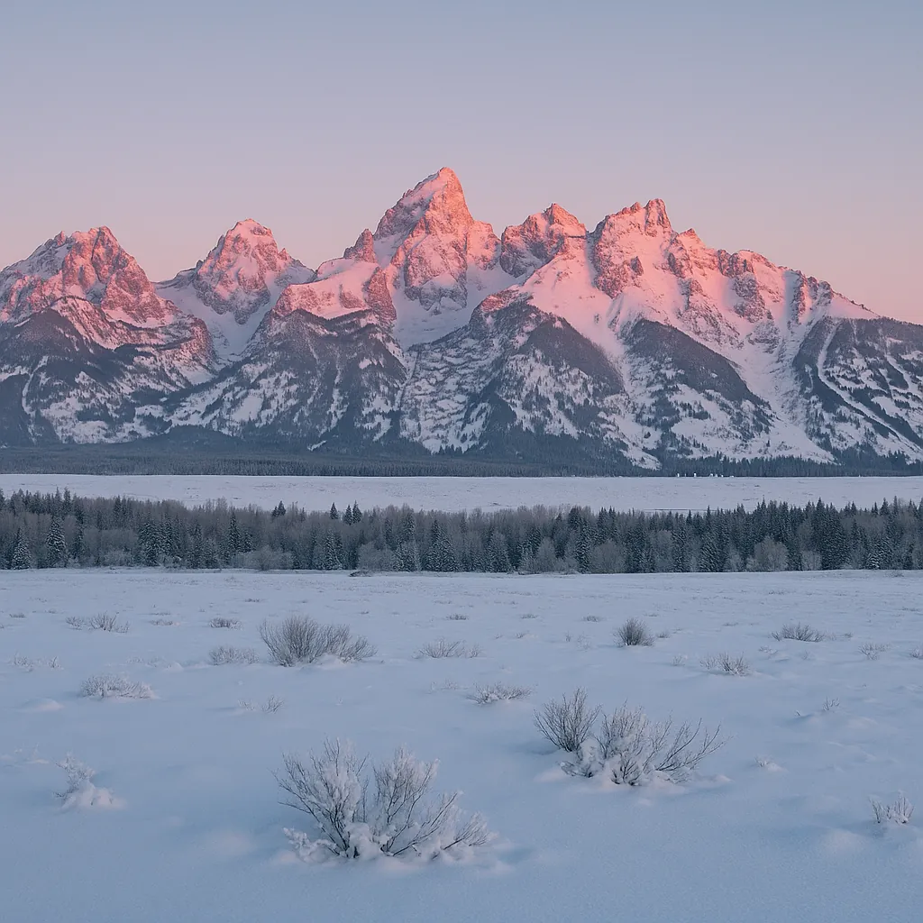 Enjoy an online jigsaw puzzle designed for browser play, featuring a serene winter mountain landscape.