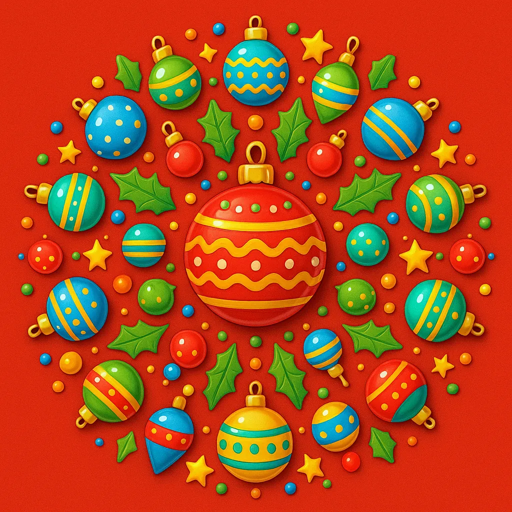 Enjoy an online jigsaw puzzle designed for browser play, featuring festive holiday ornaments and a cheerful seasonal theme.
