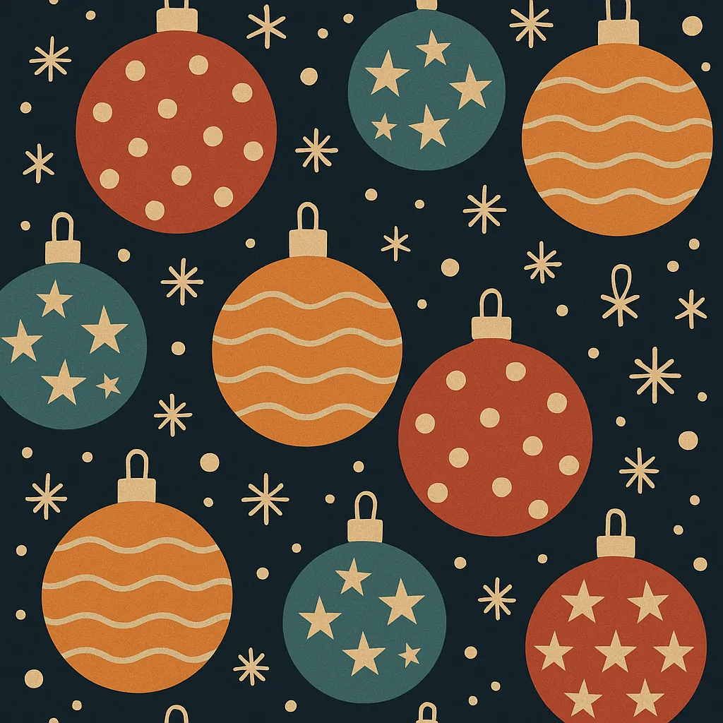 Enjoy an online jigsaw puzzle designed for browser play, featuring a festive arrangement of holiday ornaments and twinkling stars.