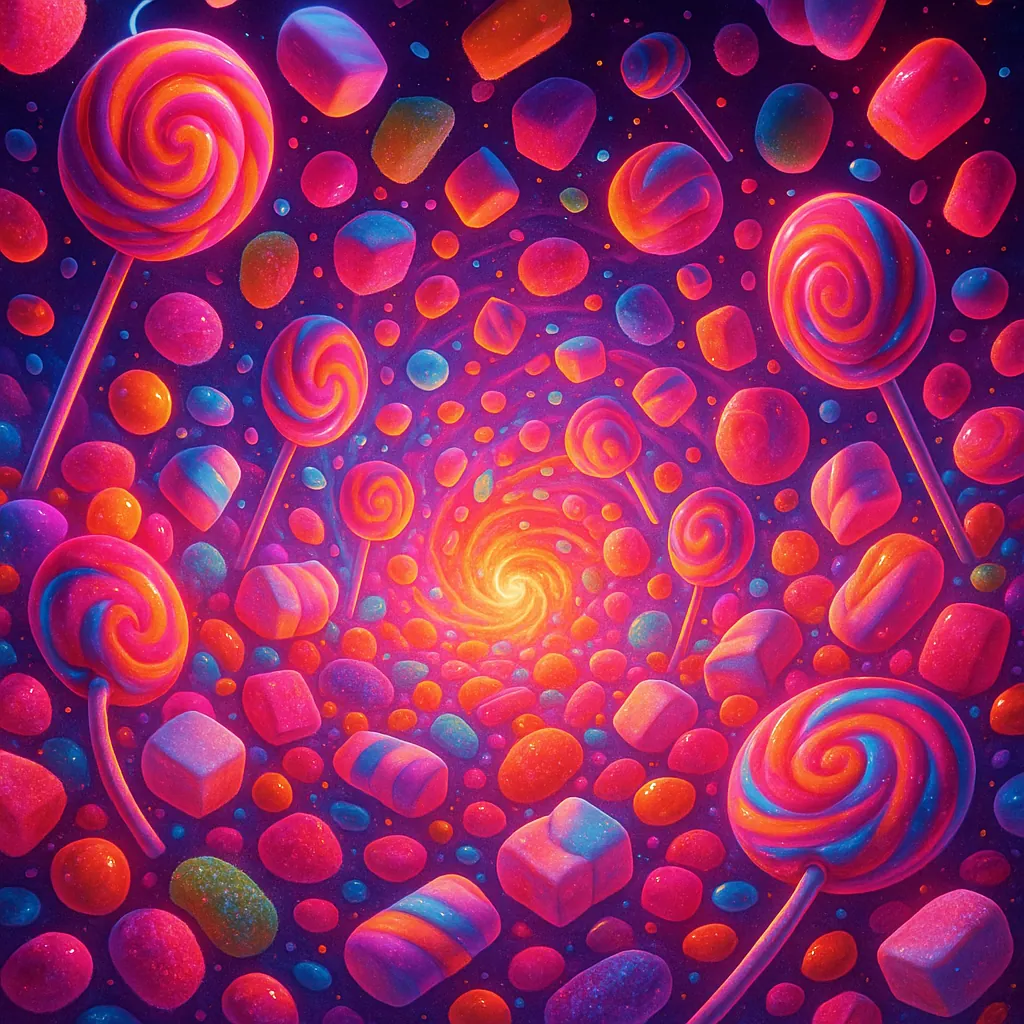 Enjoy an online jigsaw puzzle designed for browser play, featuring a vibrant, candy-filled fantasy scene.