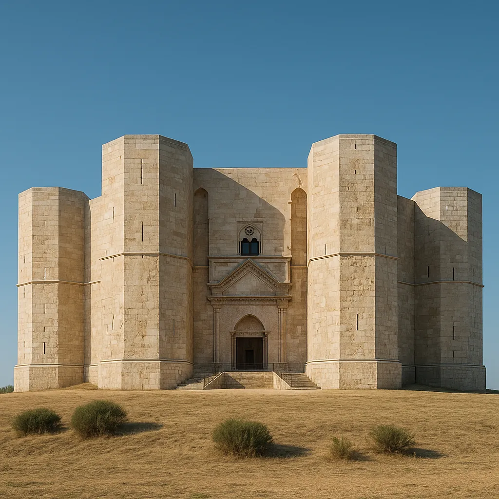 Discover a puzzle with a sunlit stone fortress set against a clear blue sky, perfect for lovers of architecture and calm landscapes.