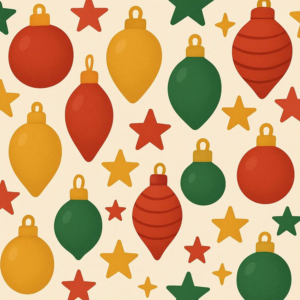 Enjoy an online jigsaw puzzle designed for browser play, featuring a festive holiday scene of colorful ornaments and stars.
