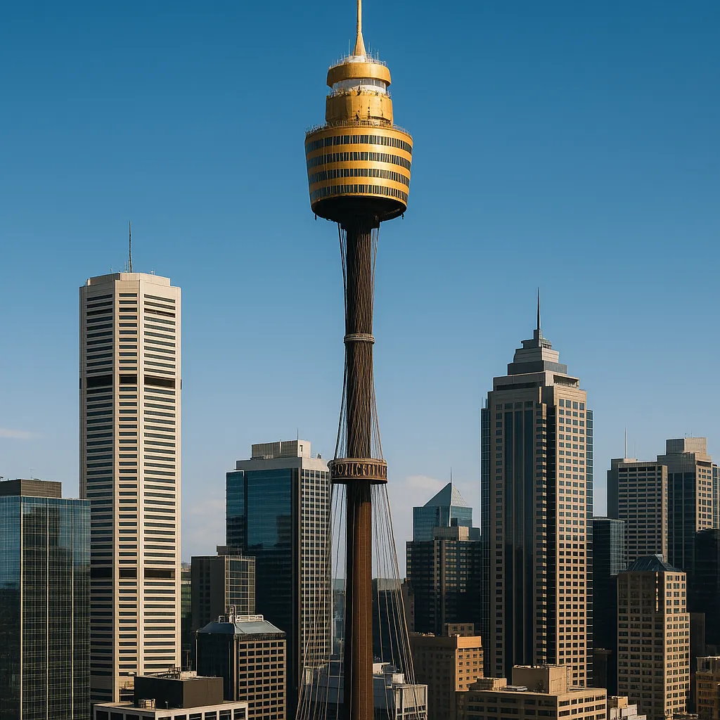 Discover a puzzle with a striking city skyline centered on a tall observation tower with a golden, circular viewing deck rising above sleek glass and stone skys