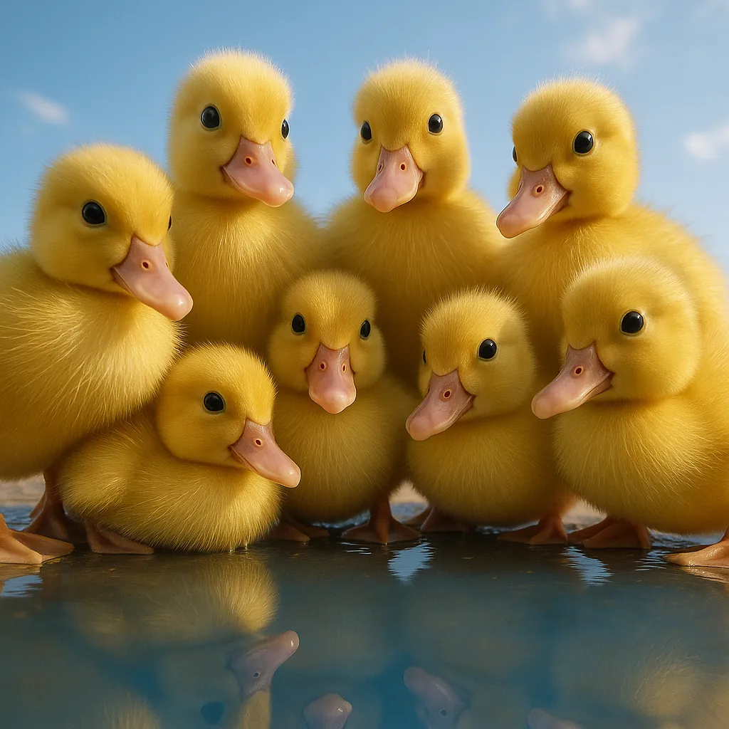 Enjoy an online jigsaw puzzle designed for browser play, featuring an adorable cluster of fluffy yellow ducklings.