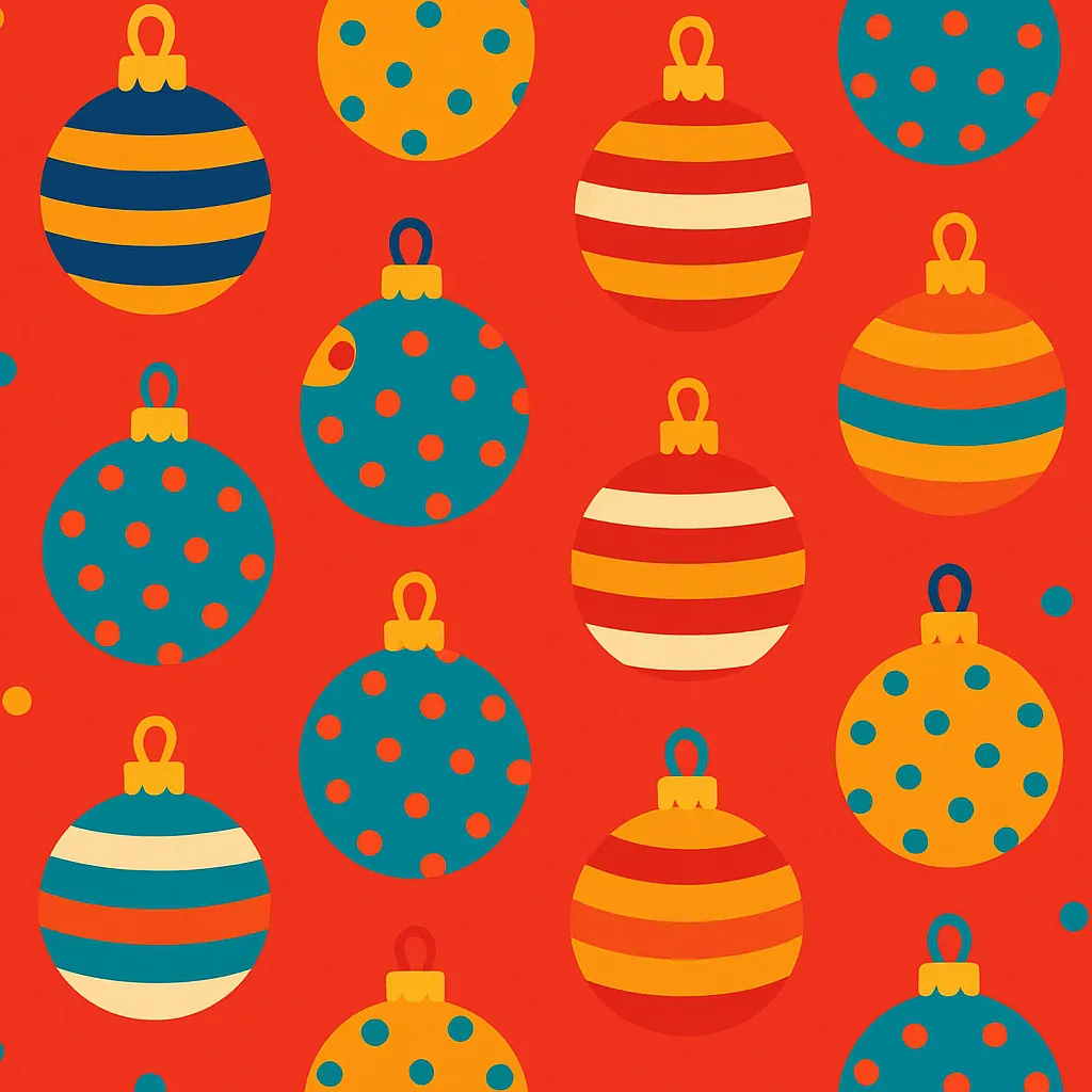 Enjoy an online jigsaw puzzle designed for browser play, featuring a cheerful holiday theme of colorful Christmas baubles and ornaments.
