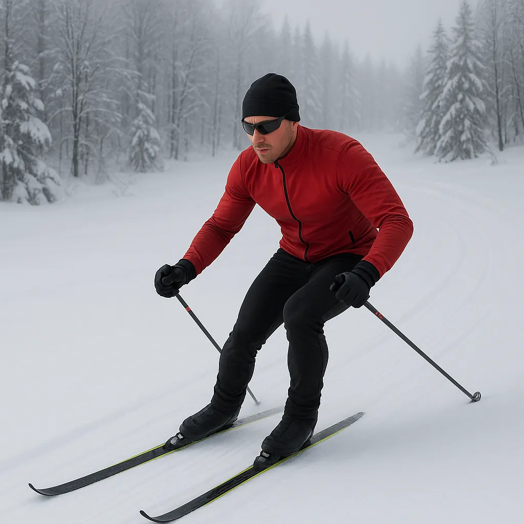 Play an online jigsaw puzzle in your browser that shows a winter sports scene set in nature, perfect for fans of skiing and snowy landscapes.