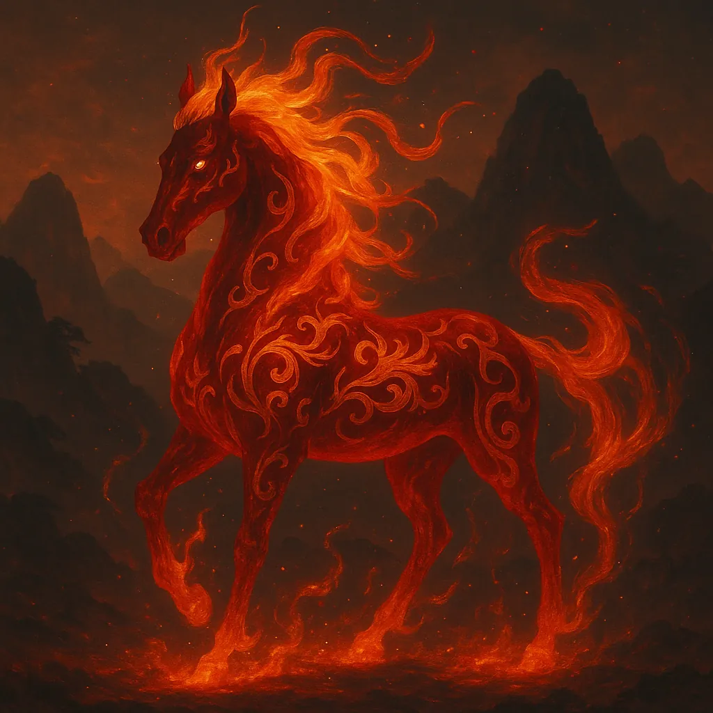 Enjoy an online jigsaw puzzle designed for browser play, featuring a dramatic fantasy animal rendered in fiery tones.