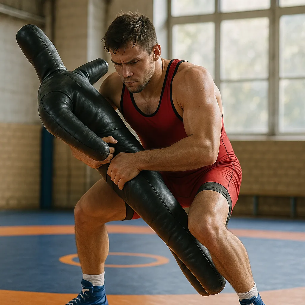 This online jigsaw puzzle features a sporty training scene centered on wrestling and athletic practice, perfect for fans of sports imagery.