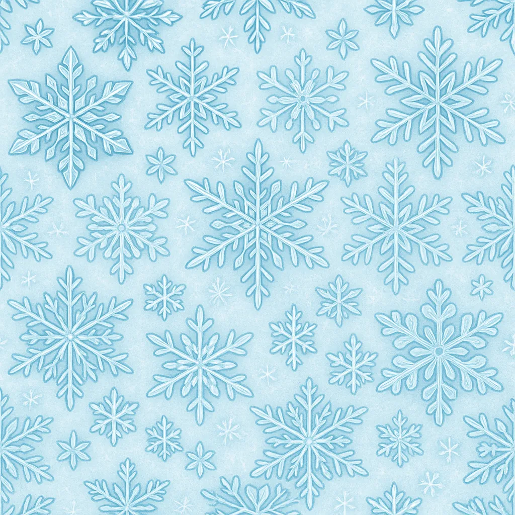 Discover a puzzle with a delicate winter pattern of hand-drawn snowflakes in soft icy blues and pale teal.