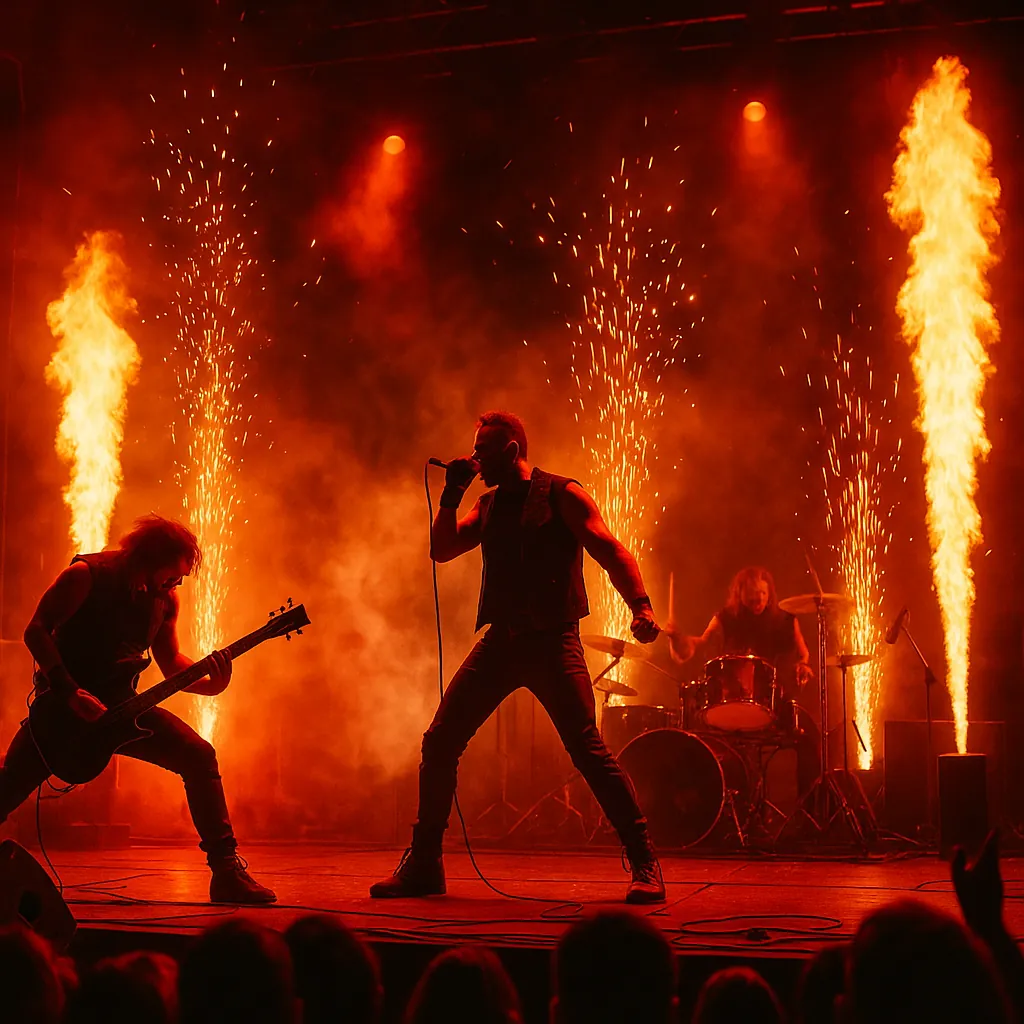 This online jigsaw puzzle features a fiery live rock concert scene, perfect for music and performance lovers to play right in their browser.