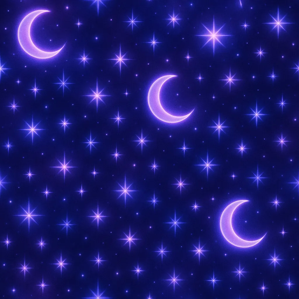 Discover a puzzle with a dreamy night sky scattered with glowing crescent moons and twinkling stars.