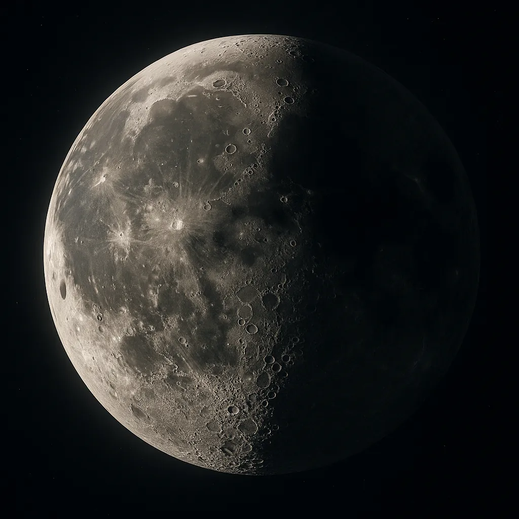 Discover a puzzle with a close-up view of the Moon, showing sharp craters, subtle maria, and soft shadowed ridges in monochrome tones.