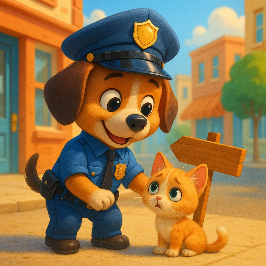 Play an online jigsaw puzzle in your browser that shows an adorable cartoon animal scene set in a friendly town, perfect for lovers of animals and family-friend