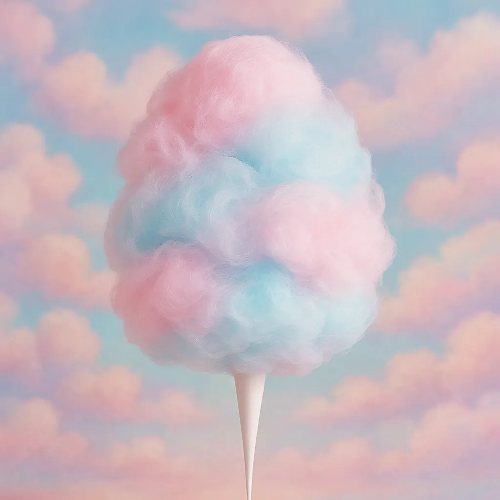Enjoy an online jigsaw puzzle designed for browser play, featuring a whimsical food-themed scene of pastel cotton candy.