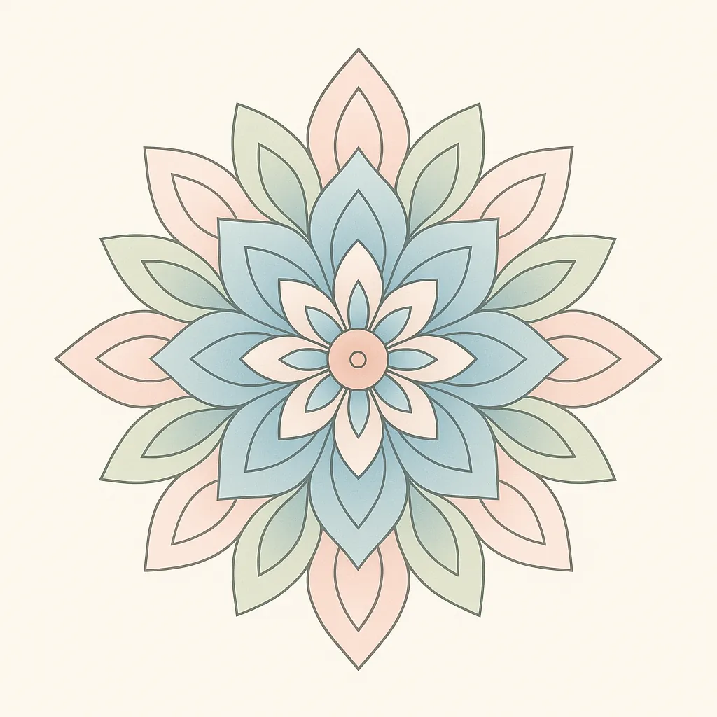 Enjoy an online jigsaw puzzle designed for browser play, featuring a delicate mandala-style floral artwork in a soft, artistic theme.