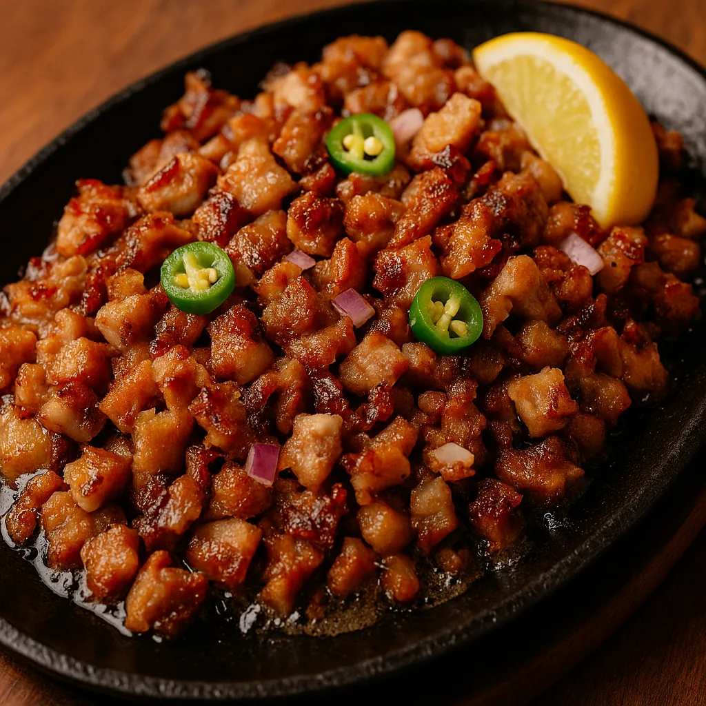 Discover a puzzle with a sizzling close-up of a hearty dish—small, golden-brown cubes of caramelized meat glistening in warm, savory tones, accented by bright g
