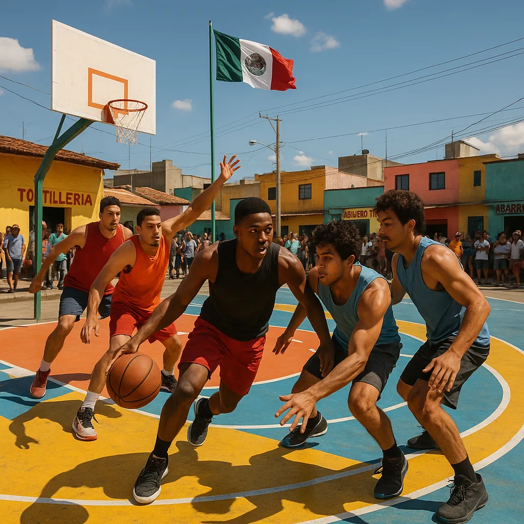 Enjoy an online jigsaw puzzle designed for browser play, featuring a lively street basketball scene that blends sports and vibrant city life.