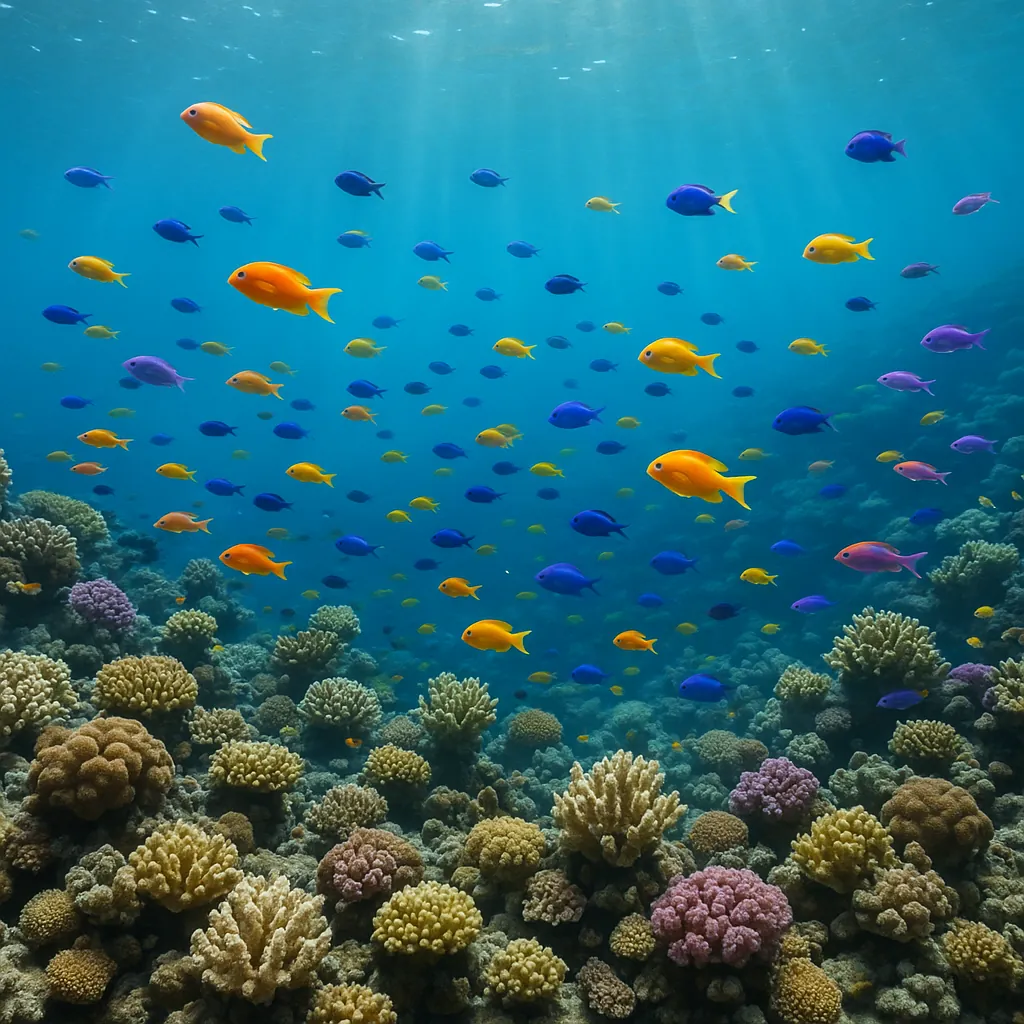 Enjoy an online jigsaw puzzle designed for browser play, featuring a vibrant underwater scene of colorful reef fish and coral.