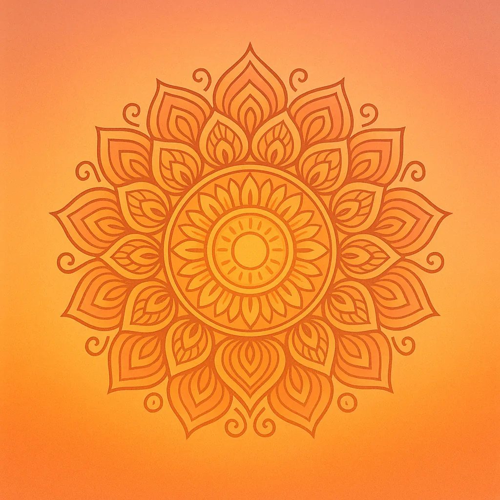 Enjoy an online jigsaw puzzle designed for browser play, featuring a warm mandala artwork that celebrates decorative art and symmetry.