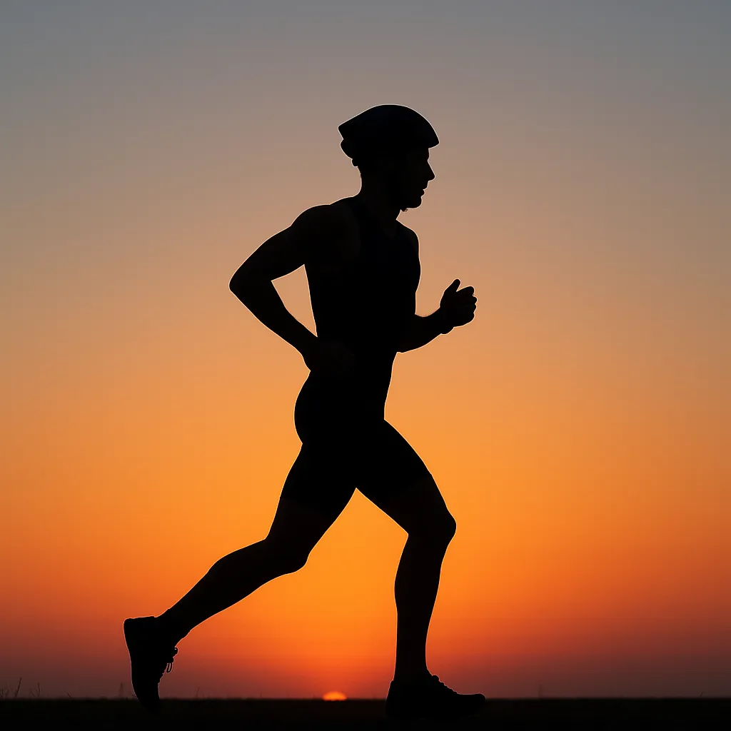 This online jigsaw puzzle features a striking silhouette of a runner against a warm sunset, perfect for fans of sports and nature scenes.