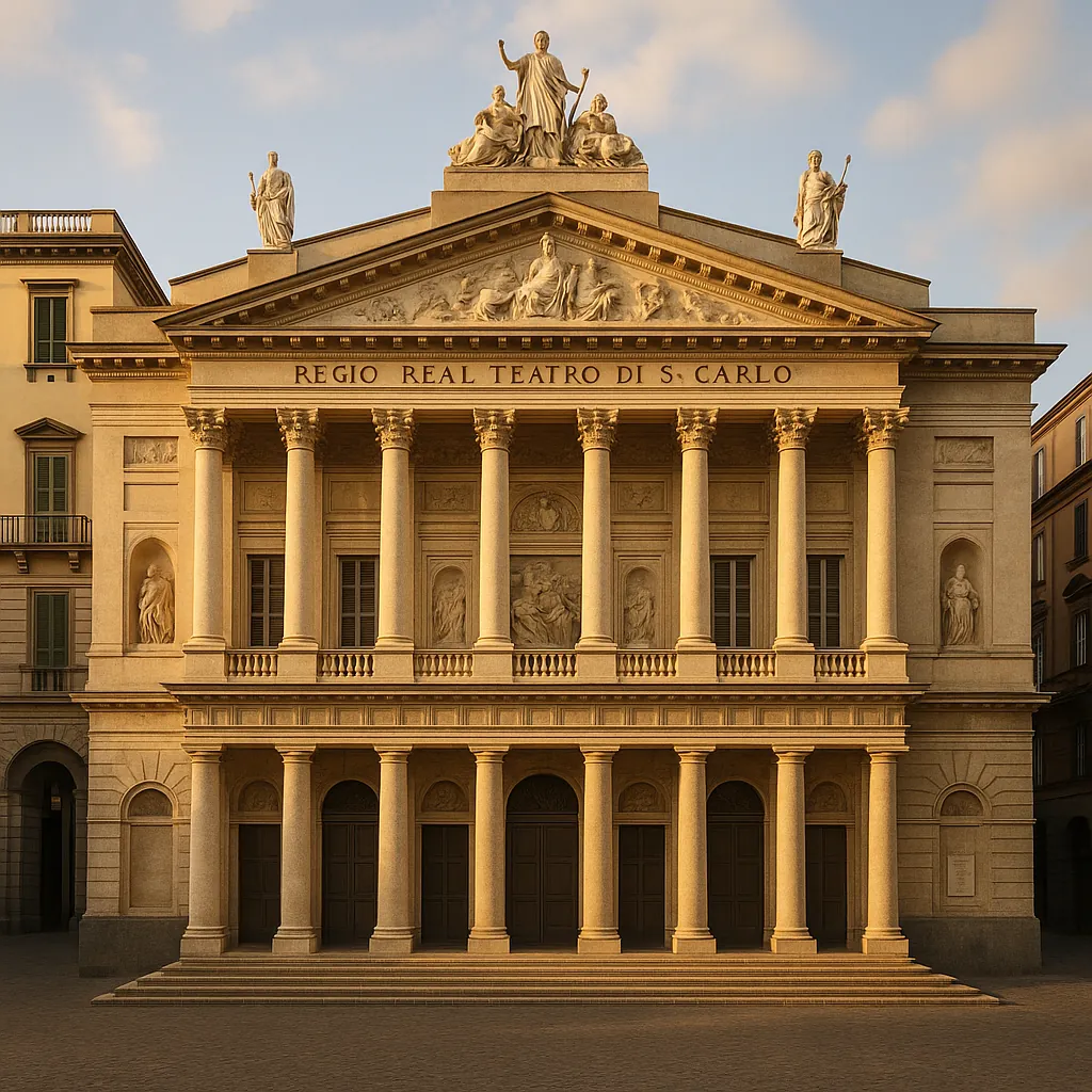 Discover a puzzle with the sunlit façade of a grand neoclassical theater, perfect for PuzzleFree.Game.