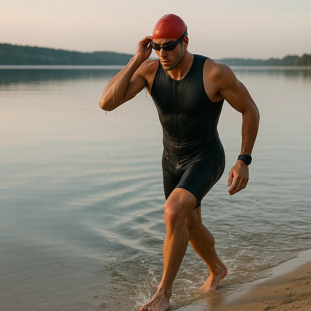Enjoy an online jigsaw puzzle designed for browser play, featuring an athletic open-water swimming scene that blends sports and nature.