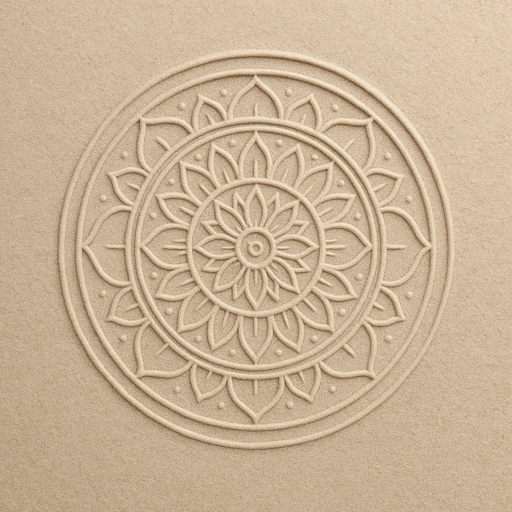 Enjoy an online jigsaw puzzle designed for browser play, featuring a delicate sand mandala that blends art and nature.