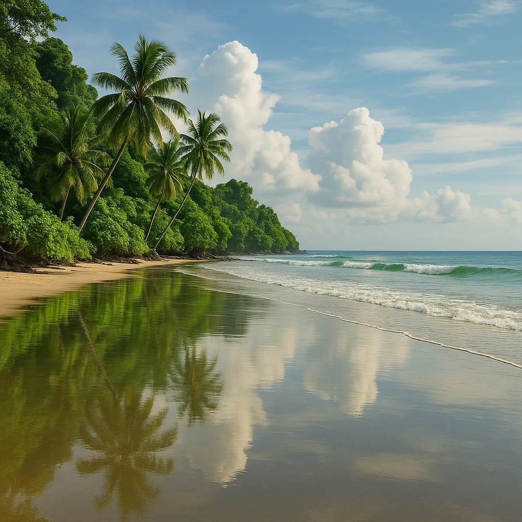 Enjoy an online jigsaw puzzle designed for browser play, featuring a serene tropical beach scene that celebrates nature and coastal beauty.