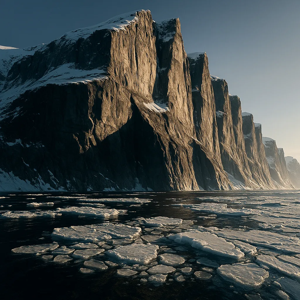 This online jigsaw puzzle features a dramatic coastal landscape of towering cliffs and floating sea ice, perfect for nature lovers to play in the browser.