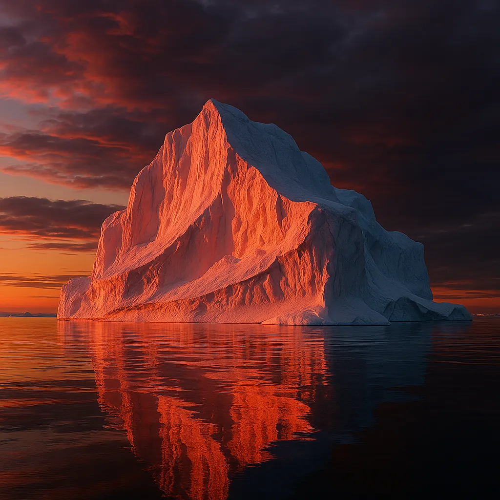 Here’s an online jigsaw puzzle you can play in your browser, focused on a striking nature scene of an iceberg at sunset.