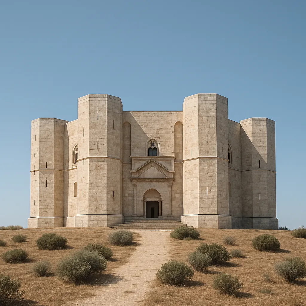 Enjoy an online jigsaw puzzle designed for browser play, featuring a striking example of historic architecture and a lone fortress-like castle set against an op
