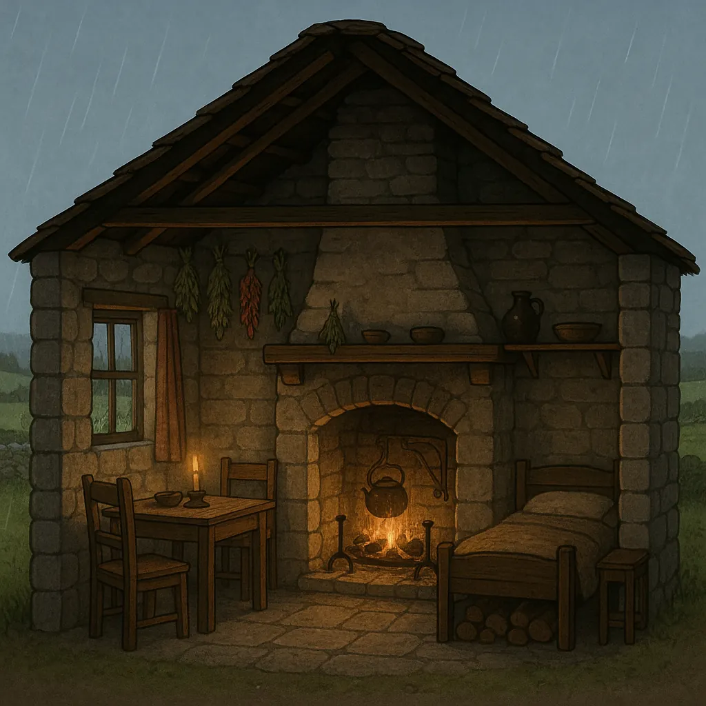 This online jigsaw puzzle features a cozy cottage interior scene, perfect for fans of homey, rustic and nature-inspired imagery.