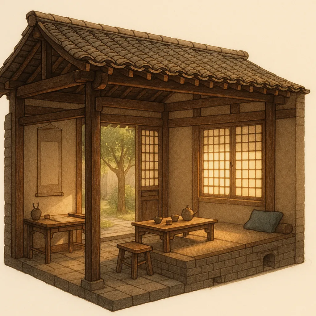 This online jigsaw puzzle features a cozy traditional tea room scene you can play directly in your browser, perfect for fans of architecture and serene interior