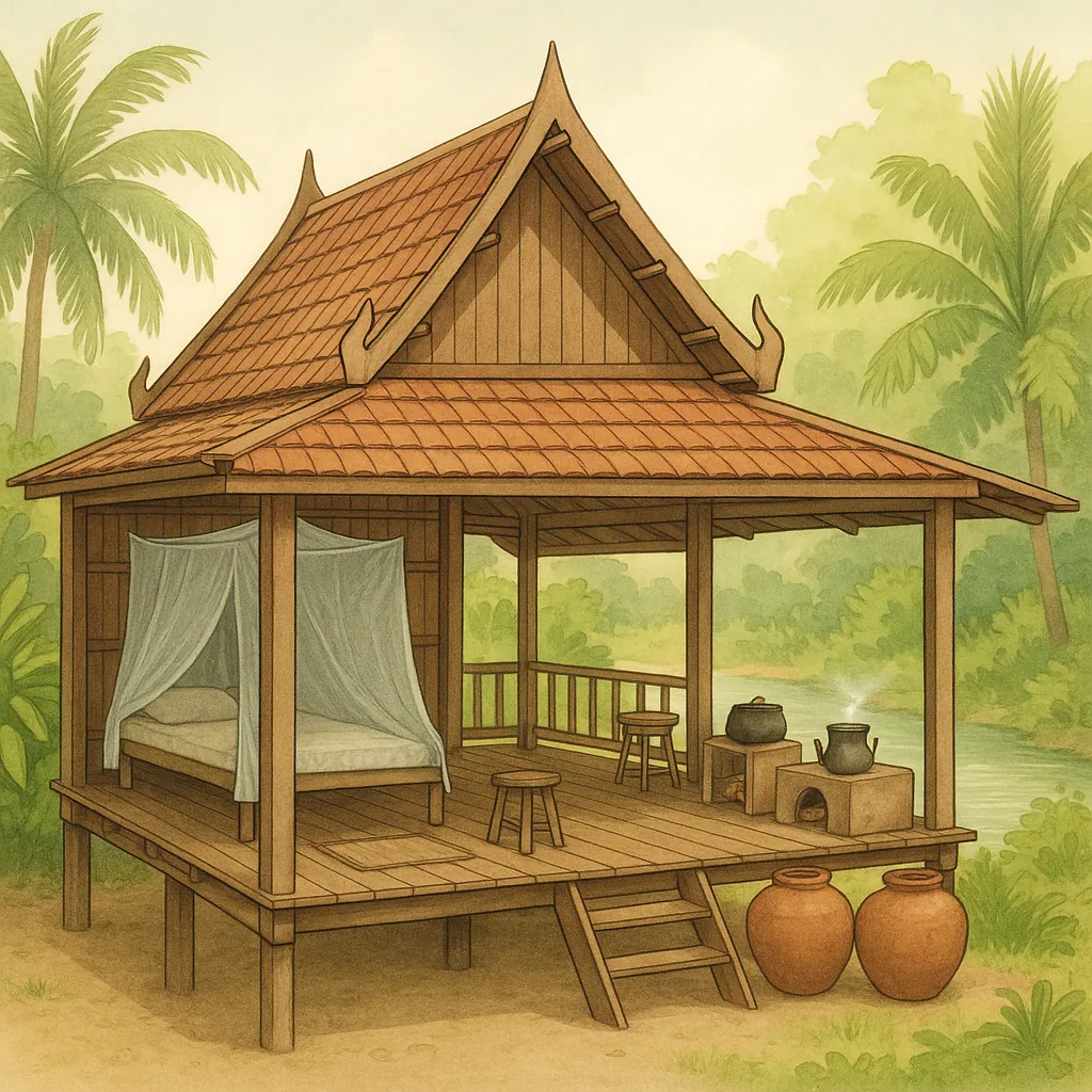 Enjoy an online jigsaw puzzle designed for browser play, featuring a cozy wooden stilt house set in lush nature.