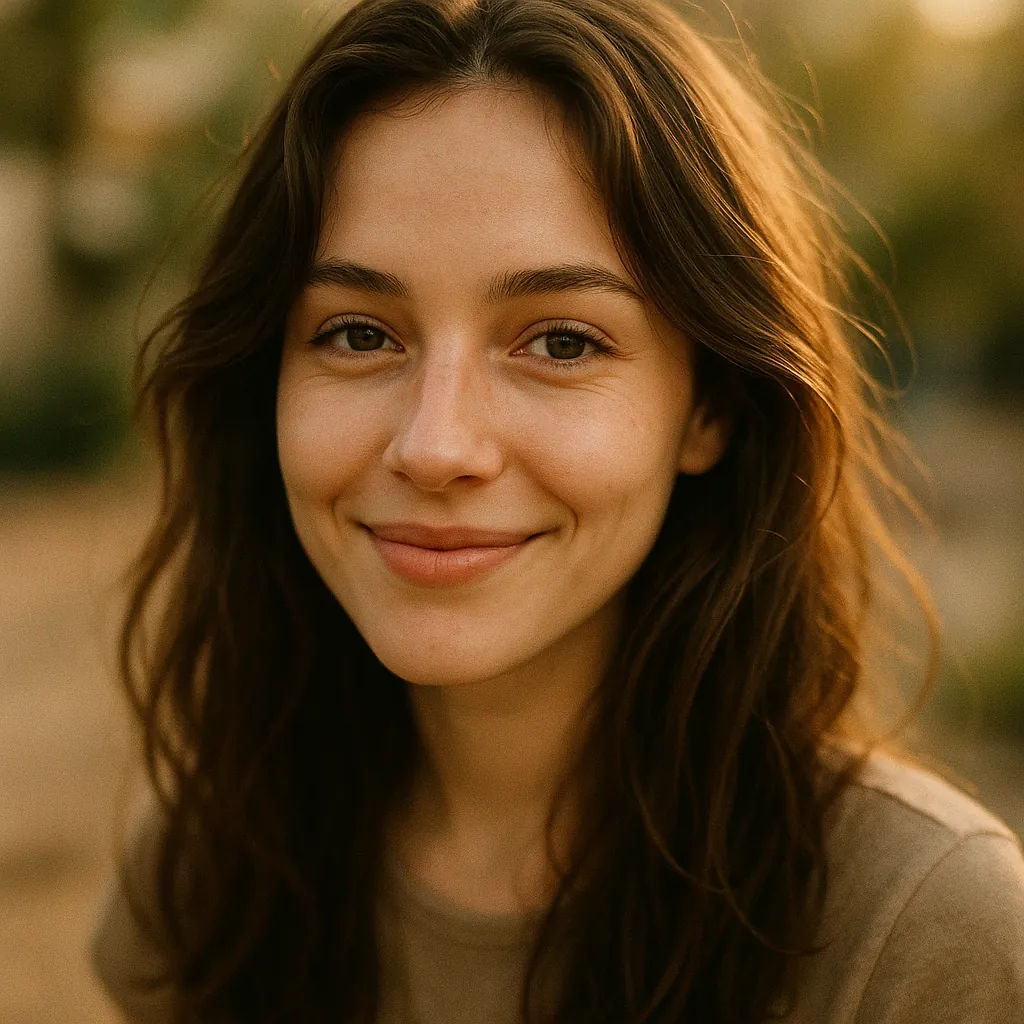 Enjoy an online jigsaw puzzle designed for browser play, featuring a warm portrait of a smiling person set in soft, natural light.